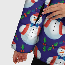 Куртка зимняя женская Милые снеговики - зимний узор, цвет: 3D-красный — фото 2