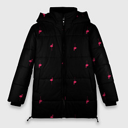 Куртка зимняя женская Розовый фламинго патерн, цвет: 3D-черный