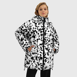 Куртка зимняя женская Пятнистый чёрно-белый паттерн, цвет: 3D-светло-серый — фото 2
