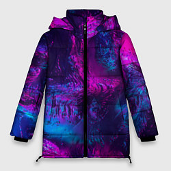 Куртка зимняя женская Неоновая абстракция синий и розовый, цвет: 3D-красный