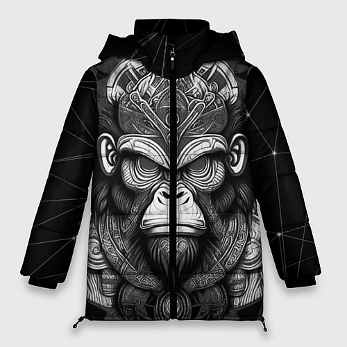 Женская зимняя куртка Кинг Конг король обезьян на фоне созвездия / 3D-Черный – фото 1
