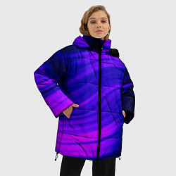 Куртка зимняя женская Волнистый абстрактный узор в синих и малиновых тон, цвет: 3D-светло-серый — фото 2