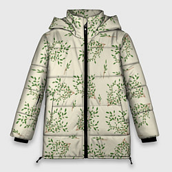 Женская зимняя куртка Веточки с зелеными листьями