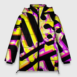 Куртка зимняя женская Абстракция - лабиринт, цвет: 3D-черный