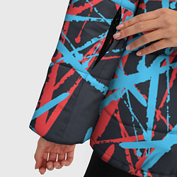 Куртка зимняя женская Синие и красные гранжевые полосы, цвет: 3D-светло-серый — фото 2