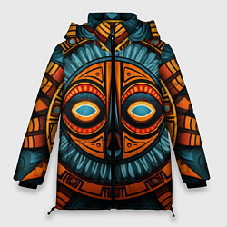 Куртка зимняя женская Орнамент в африканском стиле, цвет: 3D-красный