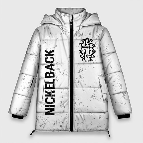 Женская зимняя куртка Nickelback glitch на светлом фоне вертикально / 3D-Черный – фото 1