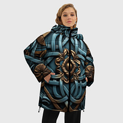 Куртка зимняя женская Симметричный орнамент в кельтской стилистике, цвет: 3D-красный — фото 2