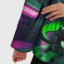 Куртка зимняя женская Неоновый зеленый дракон, цвет: 3D-черный — фото 2