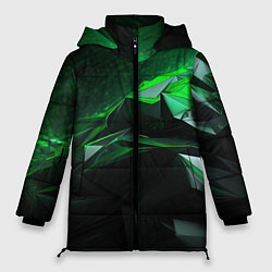 Куртка зимняя женская Green abstract geometry, цвет: 3D-черный