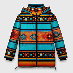 Куртка зимняя женская Этнический принт в горизонтальную полоску, цвет: 3D-светло-серый