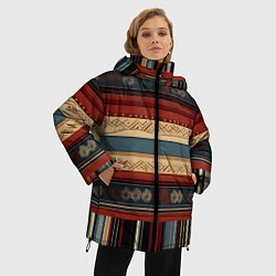 Куртка зимняя женская Этнический принт в полоску, цвет: 3D-светло-серый — фото 2