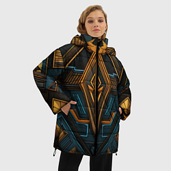 Куртка зимняя женская Орнамент с ромбами в египетском стиле, цвет: 3D-красный — фото 2