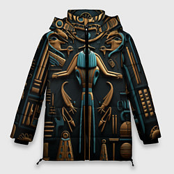 Куртка зимняя женская Орнамент в стиле египетской иероглифики, цвет: 3D-светло-серый