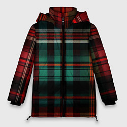 Женская зимняя куртка Красно-зелёная шотландская клетка