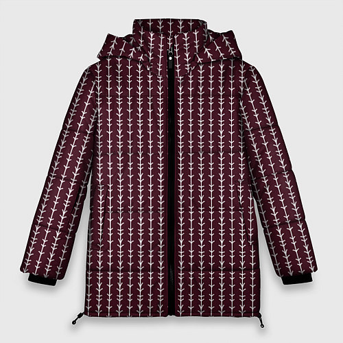 Женская зимняя куртка Полосы вертикальные бордовый / 3D-Черный – фото 1