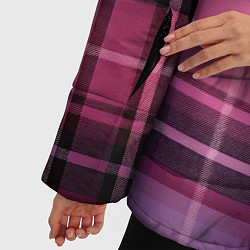 Куртка зимняя женская Фиолетовая шотландская клетка, цвет: 3D-светло-серый — фото 2