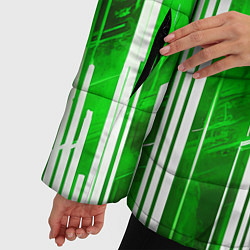 Куртка зимняя женская Киберпанк полосы белый и зелёный, цвет: 3D-черный — фото 2