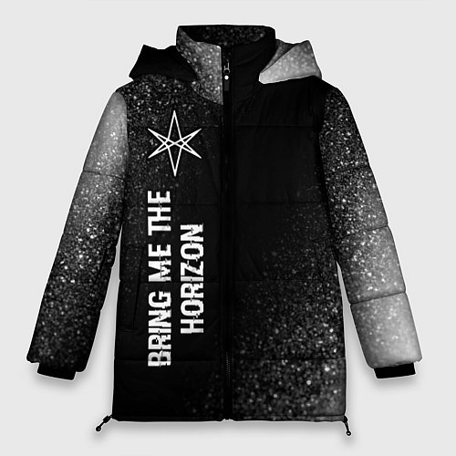 Женская зимняя куртка Bring Me the Horizon glitch на темном фоне по-верт / 3D-Черный – фото 1
