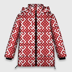 Куртка зимняя женская Макошь - славянские обережные узоры, цвет: 3D-черный