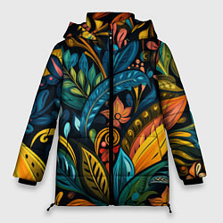 Женская зимняя куртка Растительный узор в бразильском стиле