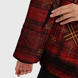 Куртка зимняя женская Красная шотландская клетка royal stewart, цвет: 3D-светло-серый — фото 2
