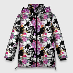 Куртка зимняя женская Череп бохо, цвет: 3D-черный