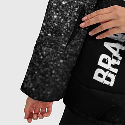 Куртка зимняя женская Brawl Stars glitch на темном фоне вертикально, цвет: 3D-черный — фото 2