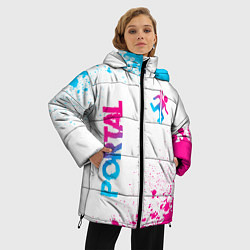 Куртка зимняя женская Portal neon gradient style вертикально, цвет: 3D-черный — фото 2