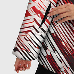 Куртка зимняя женская Киберпанк линии белые и красные, цвет: 3D-черный — фото 2