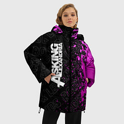 Куртка зимняя женская Asking Alexandria rock legends по-вертикали, цвет: 3D-черный — фото 2