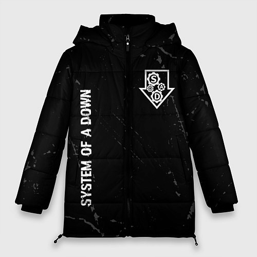 Женская зимняя куртка System of a Down glitch на темном фоне вертикально / 3D-Черный – фото 1