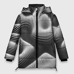 Женская зимняя куртка Чёрно белый точечный абстрактный фон