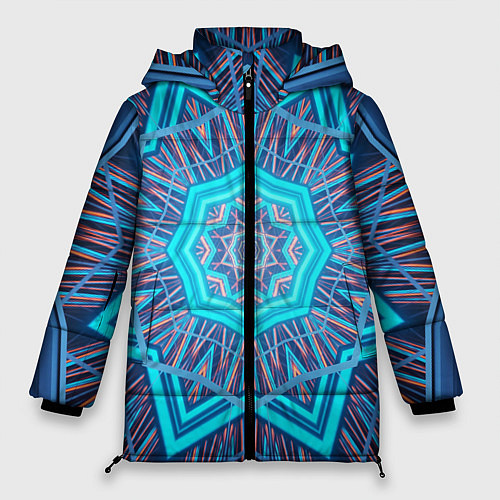 Женская зимняя куртка Геометрический орнамент мандалы / 3D-Черный – фото 1