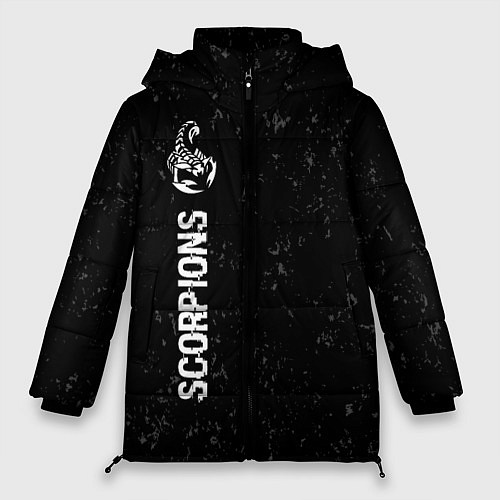 Женская зимняя куртка Scorpions glitch на темном фоне по-вертикали / 3D-Черный – фото 1