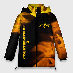 Куртка зимняя женская Counter-Strike 2 - gold gradient вертикально, цвет: 3D-черный