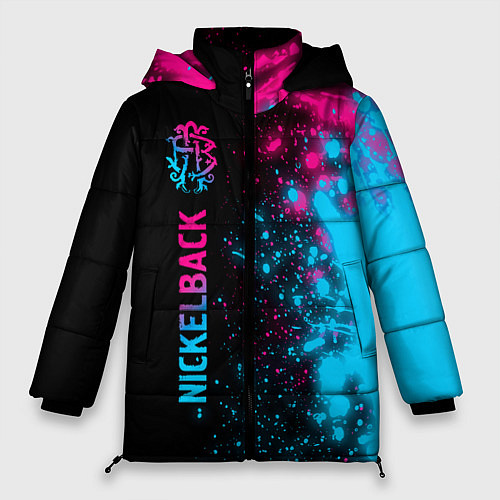 Женская зимняя куртка Nickelback - neon gradient по-вертикали / 3D-Черный – фото 1