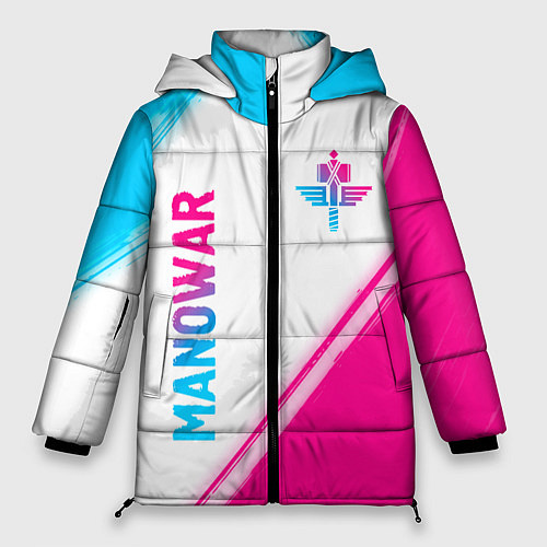 Женская зимняя куртка Manowar neon gradient style вертикально / 3D-Черный – фото 1