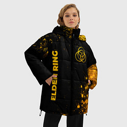 Куртка зимняя женская Elden Ring - gold gradient вертикально, цвет: 3D-черный — фото 2