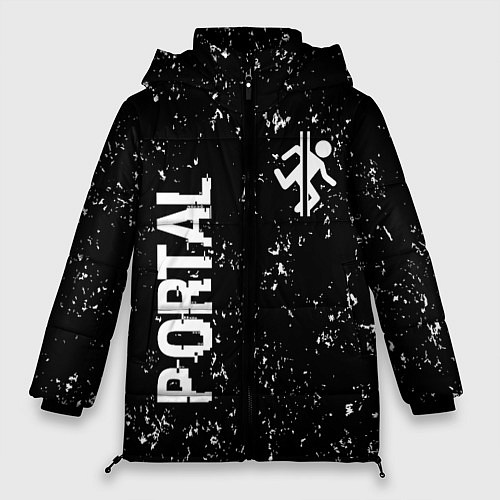 Женская зимняя куртка Portal glitch на темном фоне вертикально / 3D-Черный – фото 1
