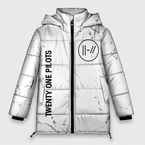 Женская зимняя куртка Twenty One Pilots glitch на светлом фоне вертикаль / 3D-Черный – фото 1