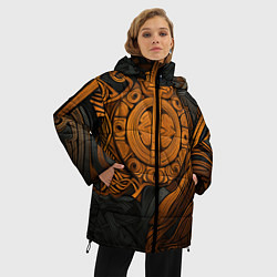 Куртка зимняя женская Узор в скандинавском фолк-арт стиле, цвет: 3D-черный — фото 2