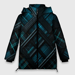 Женская зимняя куртка Тёмно-синяя диагональная клетка в шотландском стил