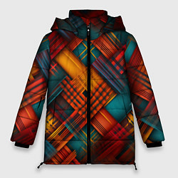 Женская зимняя куртка Разноцветная клетка в шотландском стиле