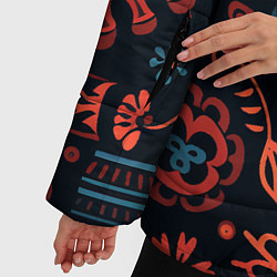 Куртка зимняя женская Абстрактный паттерн в славянской стилистике, цвет: 3D-красный — фото 2