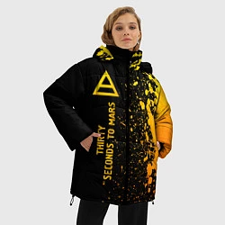 Куртка зимняя женская Thirty Seconds to Mars - gold gradient по-вертикал, цвет: 3D-черный — фото 2