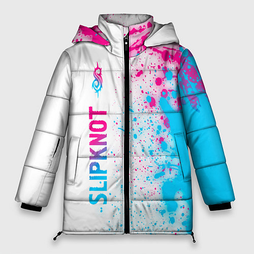 Женская зимняя куртка Slipknot neon gradient style по-вертикали / 3D-Черный – фото 1