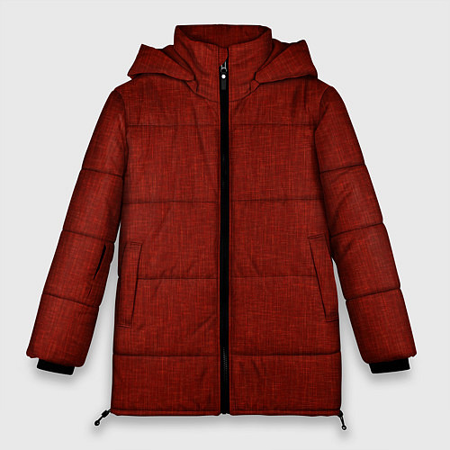 Женская зимняя куртка Однотонный тёмно-красный текстура / 3D-Черный – фото 1