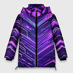 Женская зимняя куртка Фиолетовые неон полосы киберпанк