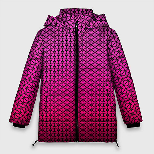 Женская зимняя куртка Градиент розовый с рисунком / 3D-Черный – фото 1